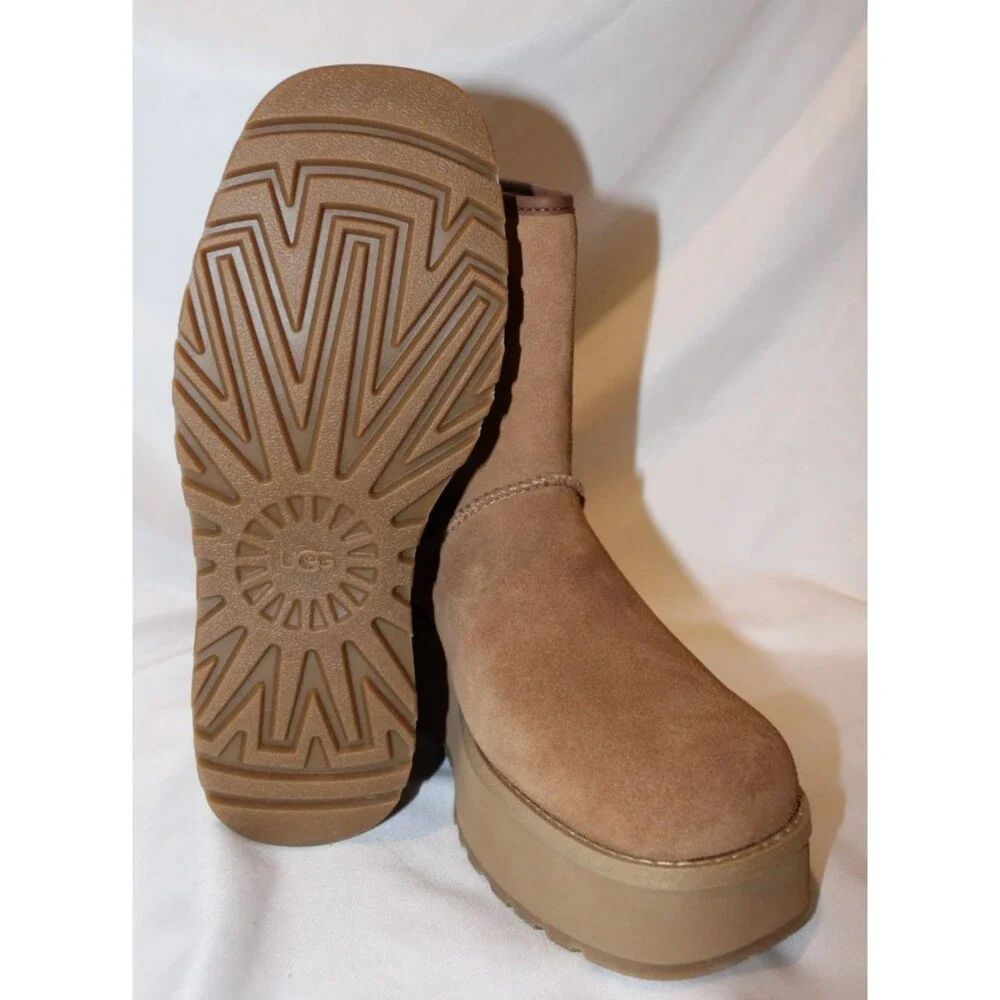 UGG CITYFUNC‎ MID CHESTNUT LEATHER WATERPROOF ZIP WOMEN'S BOOTS SIZE NIB